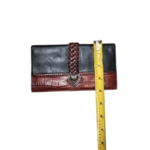 Vintage Brighton Wallet/Clutch Bi-fold, Brown and Black with Heart Clasp - Picture 7 of 9